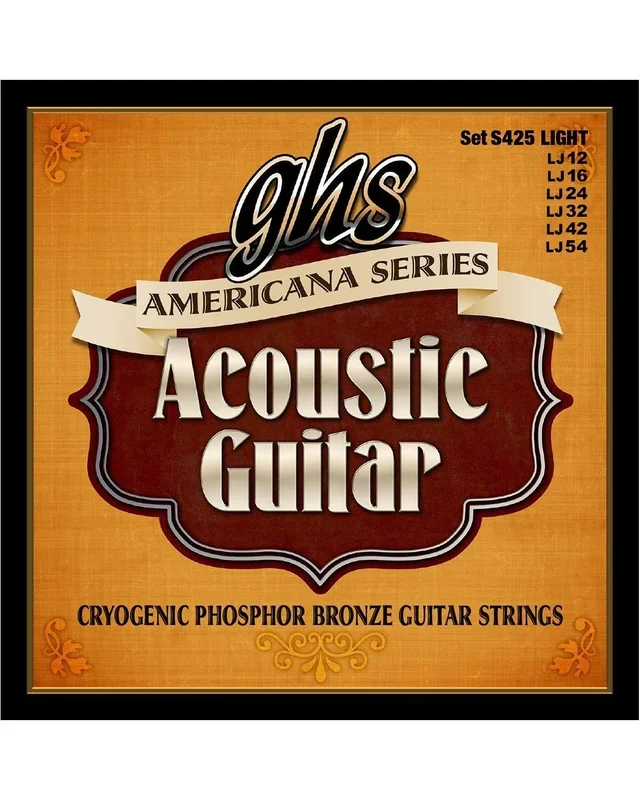 GHS S425 Americana Cryogenic Phosphor Bronze Light Gauge Acoustic Guitar Strings