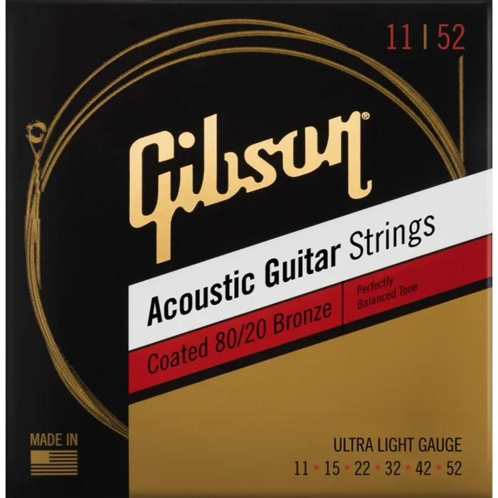 Gibson Coated 80/20 Bronze Acoustic Strings Ultra Light 11-52