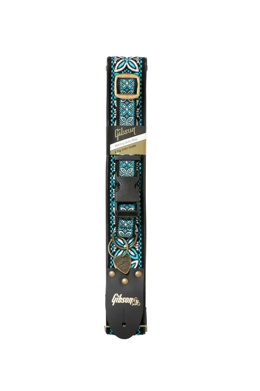 Gibson Dog Gtr Strap & Collar Set Blue Lg 27-40Kg