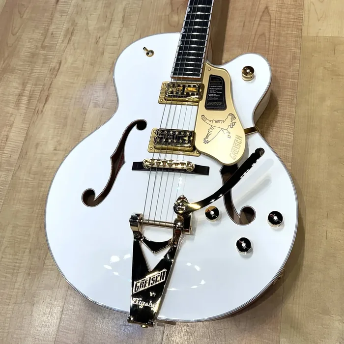 Gretsch Falcon Hollow Body Single-Cut Guitar with String-Thru Bigsby and Gold Hardware White