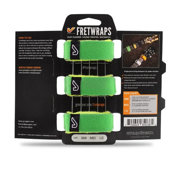 Gruv Gear FretWraps HD ‘Leaf’ String Muters 3-Pack (Green, Medium)