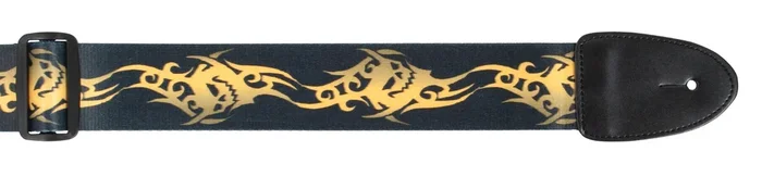 Guitar Strap Tribal Mask Design XTR 2 Inch Poly Material, Leather Ends