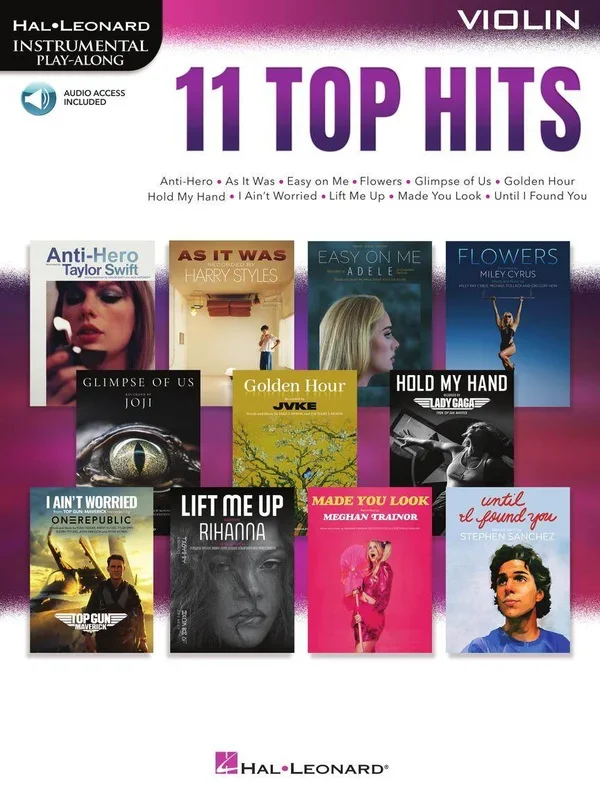 HAL LEONARD 01235308 11 Top Hits for Violin – Instrumental Play-Along