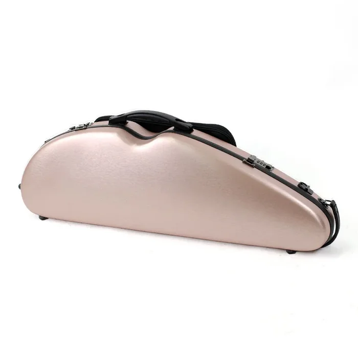 Half Moon Violin Case – HQ Polycarbonate – Rose Gold – Lightweight with Blanket, Pouch, Bow Holders, Shoulder Straps, Locks, and Music Bag