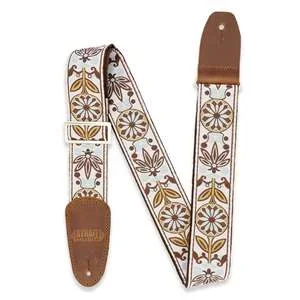 Henry Heller Woven Jacquard Guitar Strap – Multicolor Cream/Brown 2″ with Nylon Backing