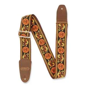 Henry Heller Woven Jacquard Guitar Strap – Multicolor Gold 2″ with Nylon Backing
