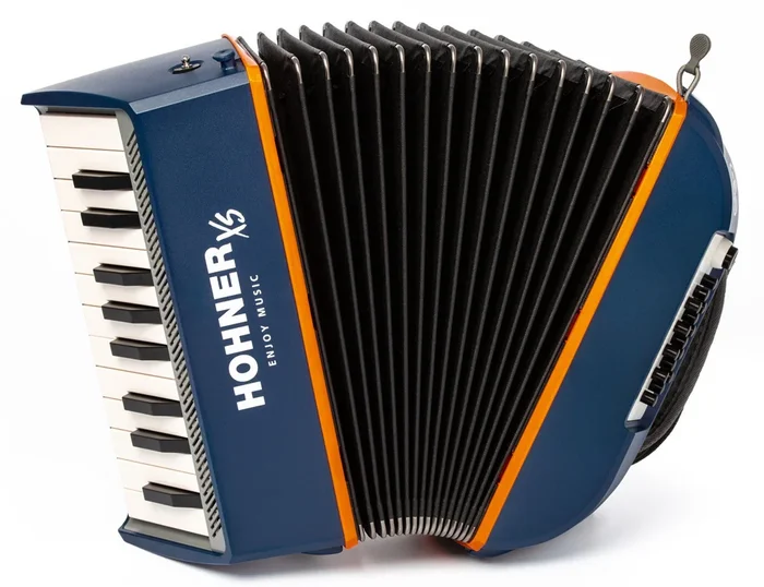 Hohner “XS Child” 21-Key Chromatic Accordion in Dark Blue & Orange Finish