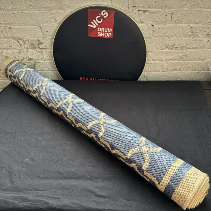 Holy Drums Curated Drum Rug, Blue/Beige, 4’x5.5′