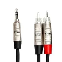 Hosa HMR-003Y Pro Stereo Breakout – 3.5mm TRS to Dual RCA – 3ft