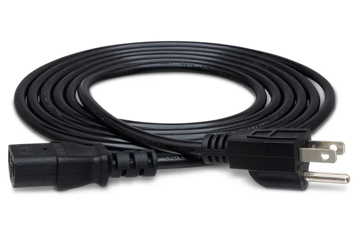 Hosa Power Cord,18 AWG, IEC C13 to NEMA 5-15P, 8 ft