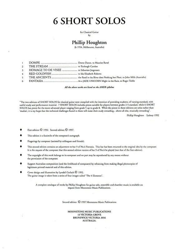 Houghton: 6 Short Solos for Classical Guitar