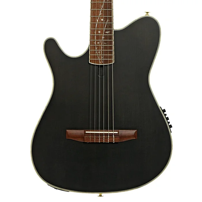 Ibanez TOD10NL Tim Henson Signature Acoustic-Electric Nylon String Guitar – Left Handed, Transparent Black Flat
