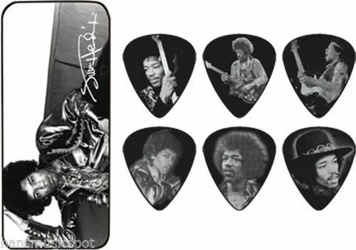 Jim Dunlop Jimi Hendrix Silver Portrait Series Heavy Gauge Guitar Pick Tin *NEW*