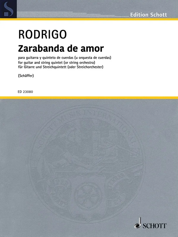 Joaquin Rodrigo – Zarabanda de amor Arranged for Guitar and String Quintet