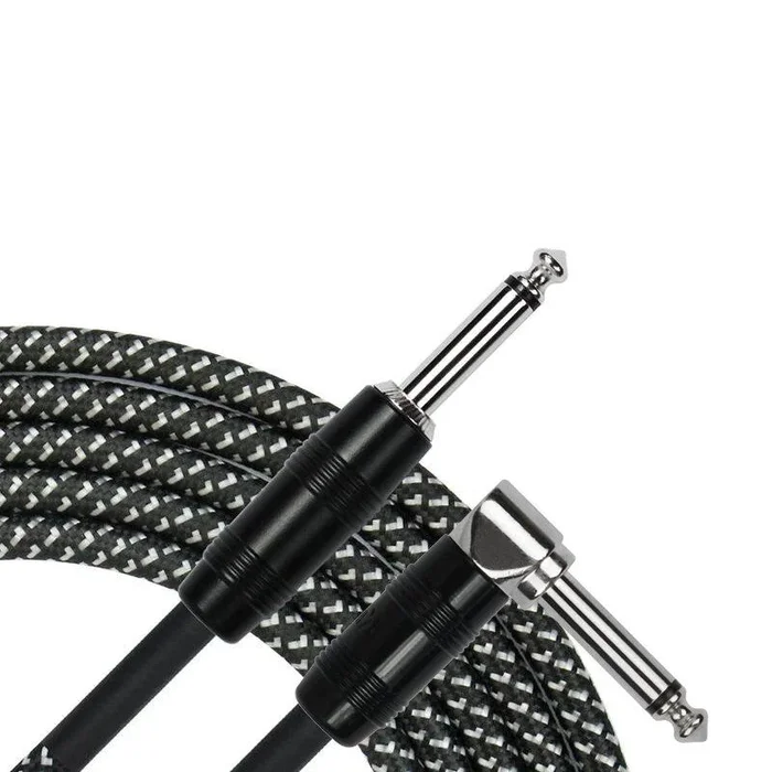 Kirlin IWC202BK 10ft Black Entry Woven Instrument Cable RA-Straight Plug