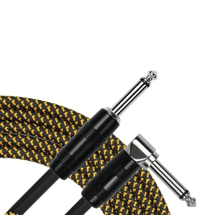 Kirlin IWC202BY 10ft Woven Instrument Cable 1/4″ Straight & Right Angle Plugs