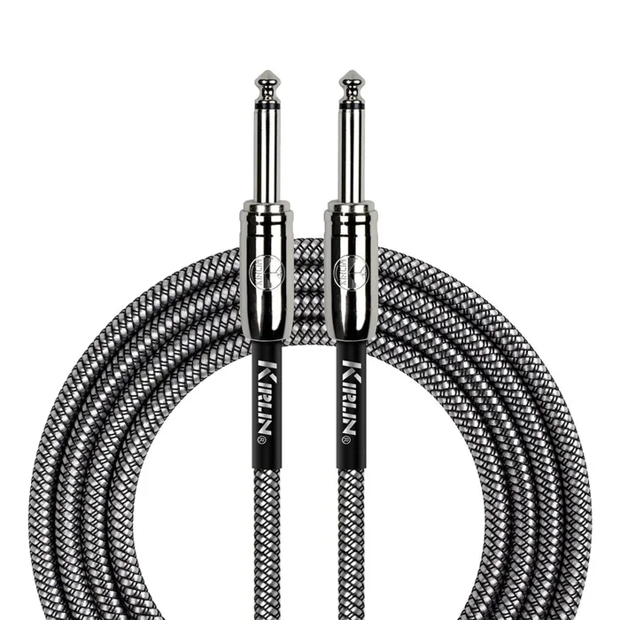 Kirlin IWCC201BK 20ft Black Woven Instrument Cable with Chrome 1/4″ Plugs