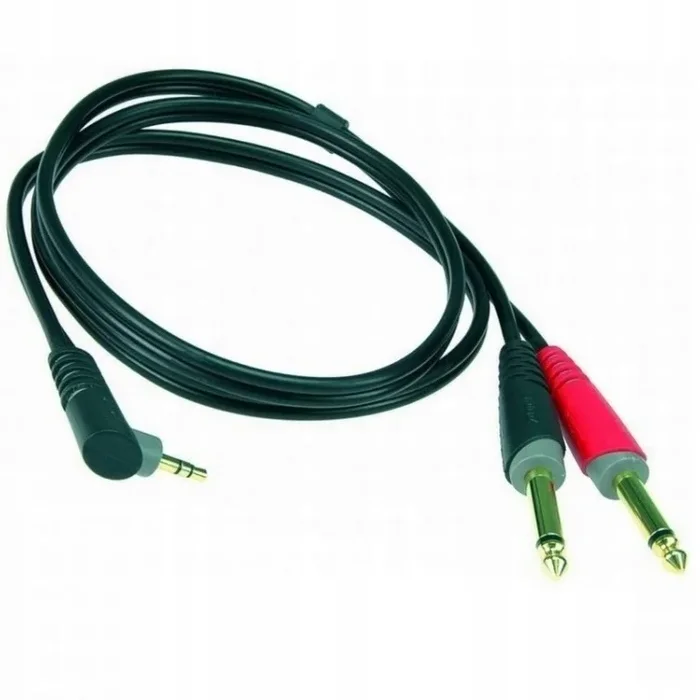 Klotz AY5A-0200 2m Lightweight Y-Cable Right Angled Mini Jack Plug 3.5 mm – 2 x Jack Plugs 6.35 mm
