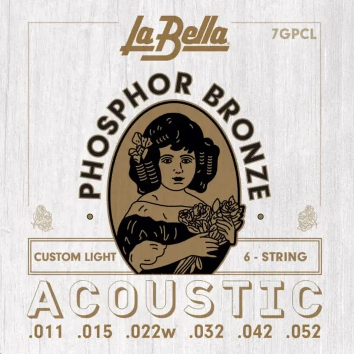 La Bella 7GPCL Phosphor Bronze Strings, Custom Light 11-52