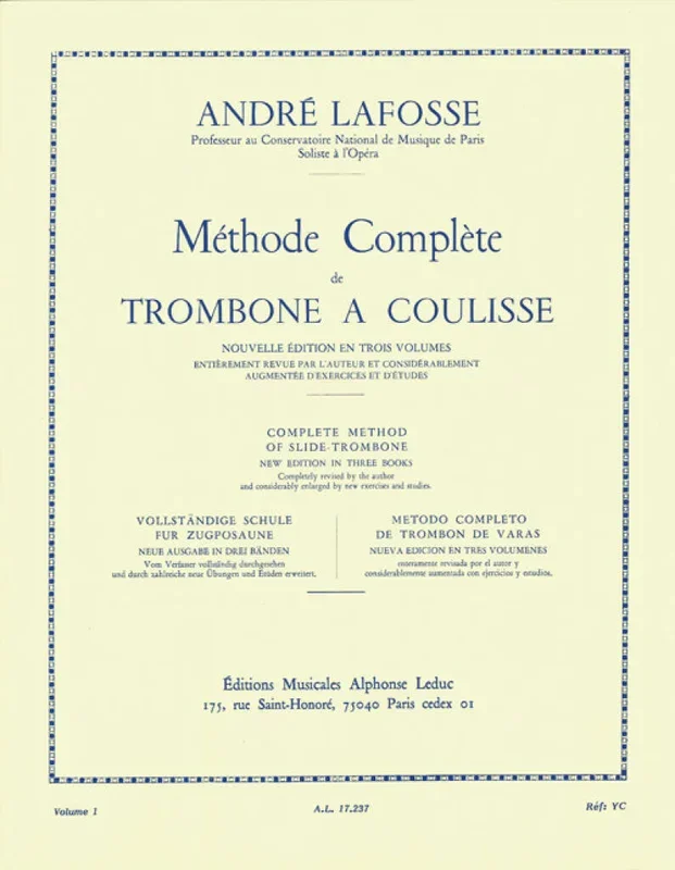 Lafosse: Méthode Complète de Trombone – Volume 1