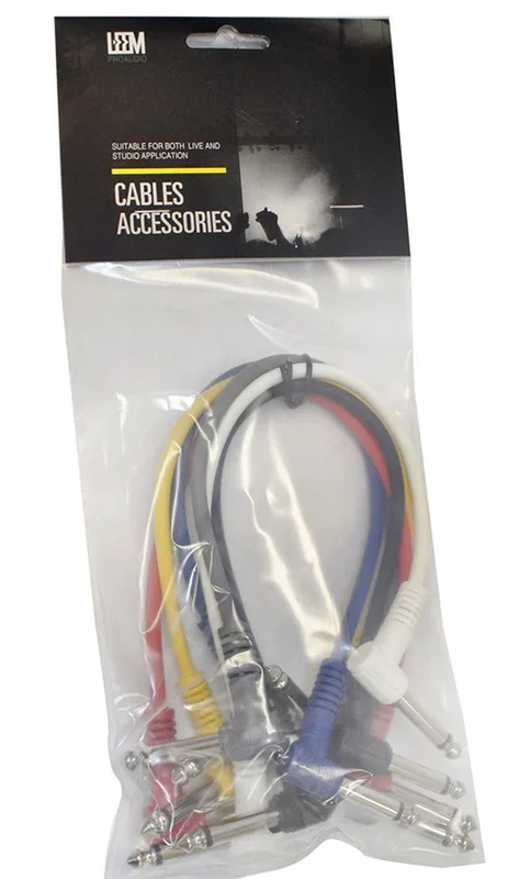 Leem 1ft FX-Pedal Patch Cables 6pk (1/4″ Right-Angled Plug – 1/4″ Right-Angled Plug)