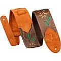 Levy’s 2.5″ Flowering Vine Leather Guitar Strap Brown/Yellow