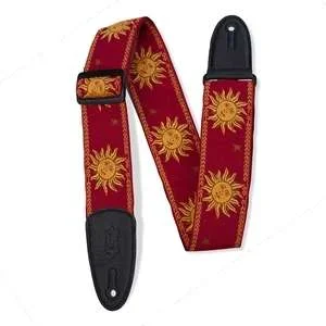 Levy’s Woven Guitar Strap – Yellow-on-Red Sun