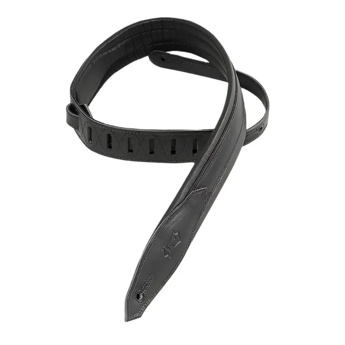 LEVYS MSS80BLK 2 ” Carving Leather Guitar Strap w/ Foam Padding