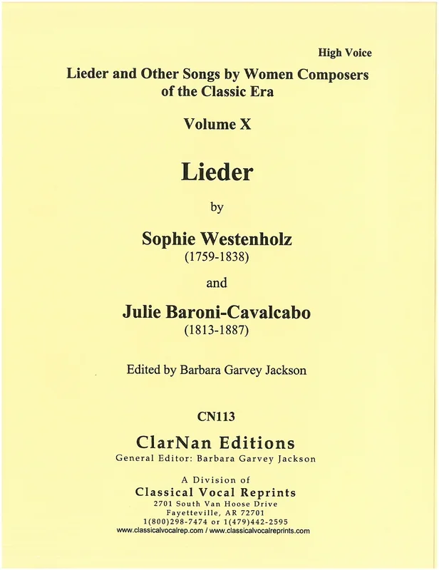 Lieder and Other Songs by Women Composers of the Classic Era – Volume 10