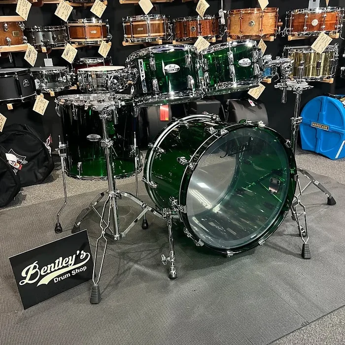 ~LIMITED EDITION~ Pearl CRB524P/C754 Crystal Beat Acrylic 4-Piece 10/12/16/22 ” Drum Set Kit in Emerald Glass