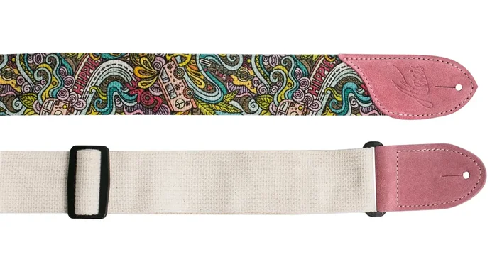 LM Miss Alexis Swirl Strap – Hippie Swirl Cotton Guitar Strap with Suede Ends