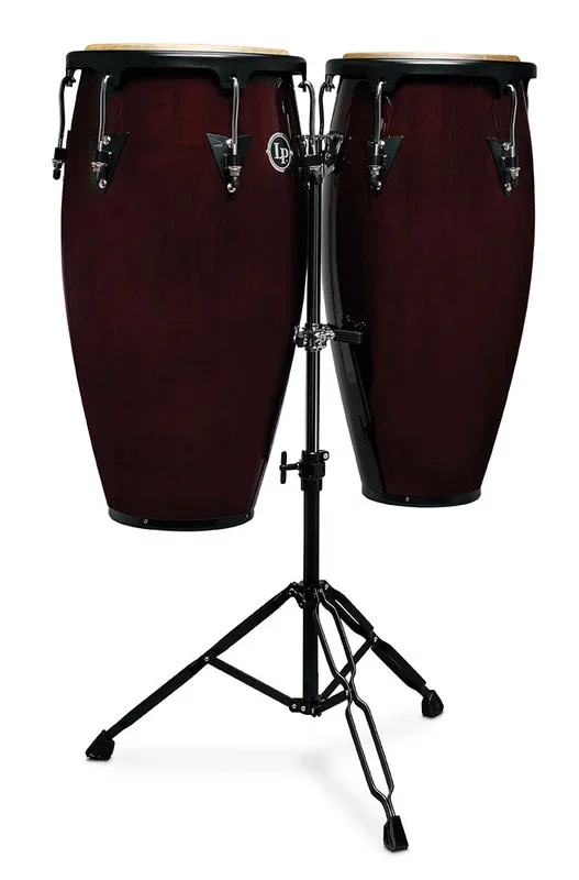 LP Aspire 11″/12″ Conga Set with Double Stand – Dark Wood