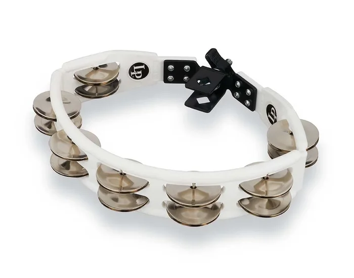 LP Cyclops Mounted Tambourine – White with Steel Jingles