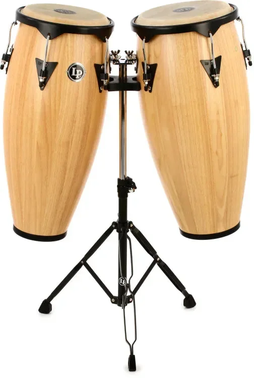 LP LP646NYAW 10 ” & 11 ” City Series Conga Set w/ Double Stand – (Natural Gloss)