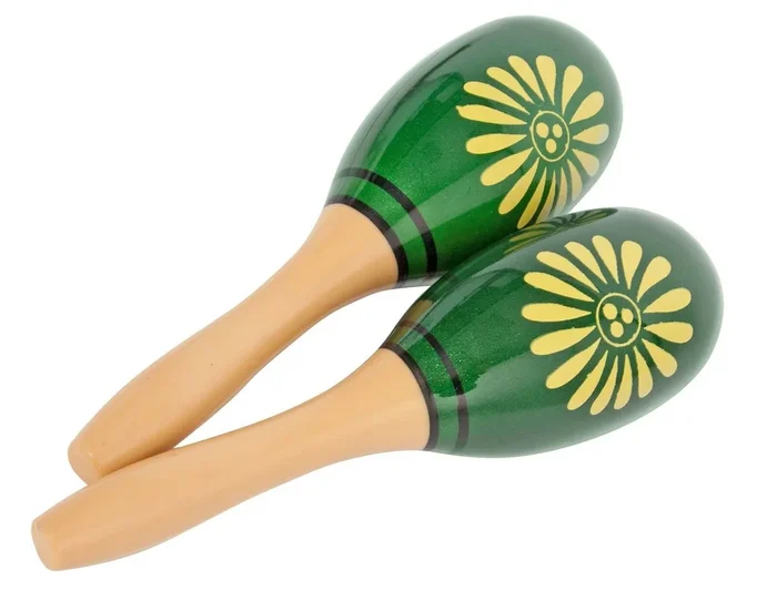 MARACAS – CPK Plastic Oval Shape, Green, Pair 9″ long