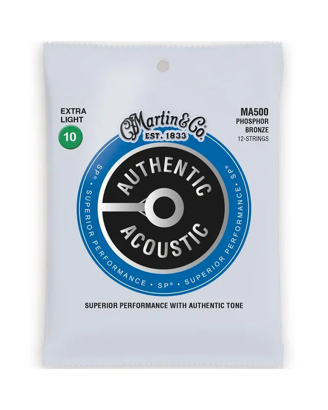 Martin MA500 Authentic Acoustic SP Phosphor Bronze Extra Light 12-String Acoustic Guitar Set