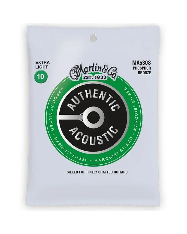 Martin MA530S Authentic Acoustic Marquis Silked Phosphor Bronze Extra Light 6-String Acoustic Guitar Set