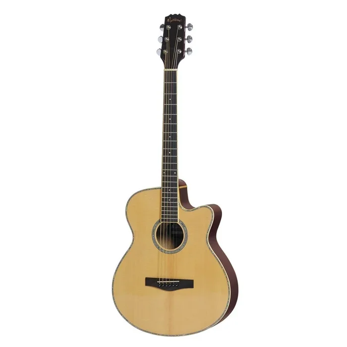 Martinez ‘Anniversary Series’ Spruce Solid Top Acoustic-Electric Small Body Cutaway Guitar (Natural Gloss)