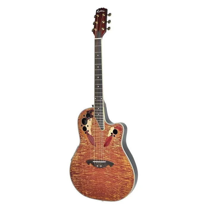 Martinez ‘Flame Finish’ Acoustic-Electric Roundback Cutaway Guitar (Natural Gloss)