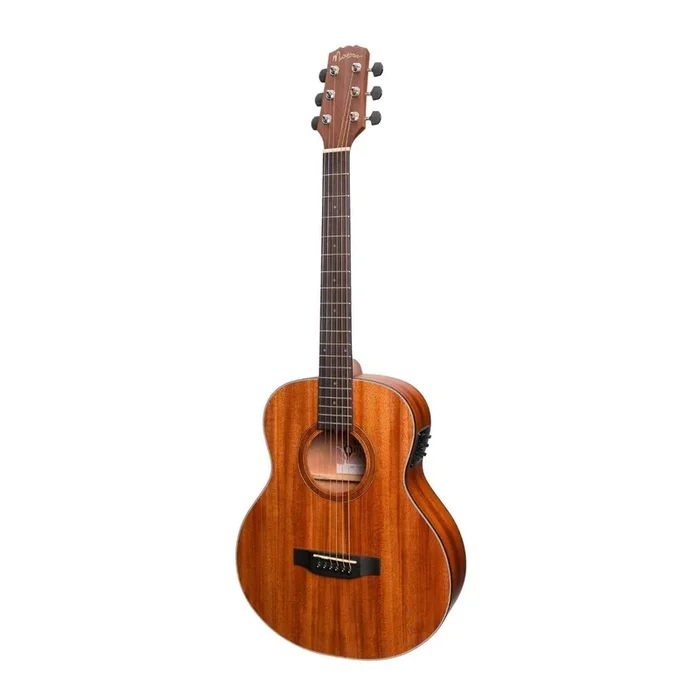 Martinez ‘Natural Series’ Left Handed Mahogany Top Mini Short Scale Acoustic-Electric Guitar (Open Pore)