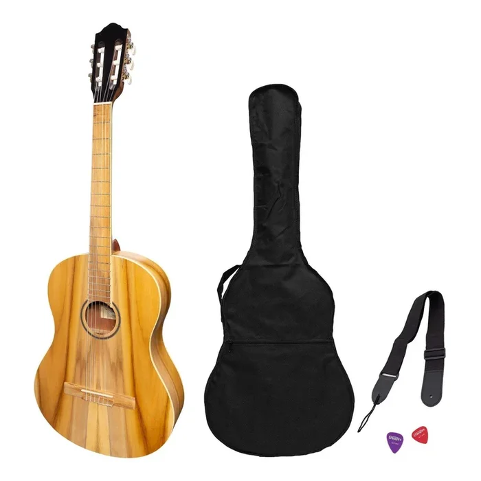 Martinez ‘Slim Jim’ Full Size Student Classical Guitar Pack with Built In Tuner (Jati-Teakwood)