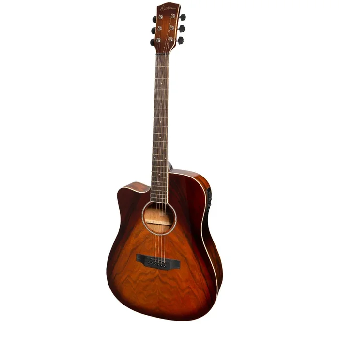Martinez ’31 Series’ Daowood Acoustic-Electric Dreadnought Cutaway Guitar Left-Handed (African Brownburst)