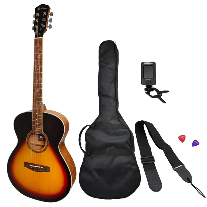 Martinez ’41 Series’ Folk Size Acoustic Guitar Pack (Tobacco Sunburst)