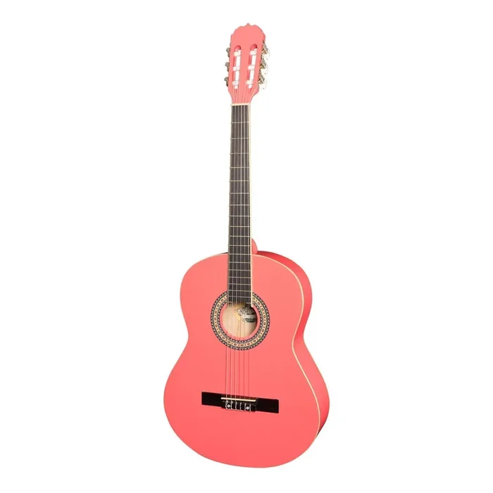 Martinez “Slim Jim” Full Size Beginner Slim Neck Classical Guitar (Hot Pink)