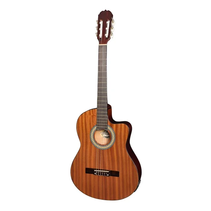 Martinez Full Size Slim Neck Mahogany Top Classical Cutaway Acoustic-Electric Guitar (Natural Gloss)