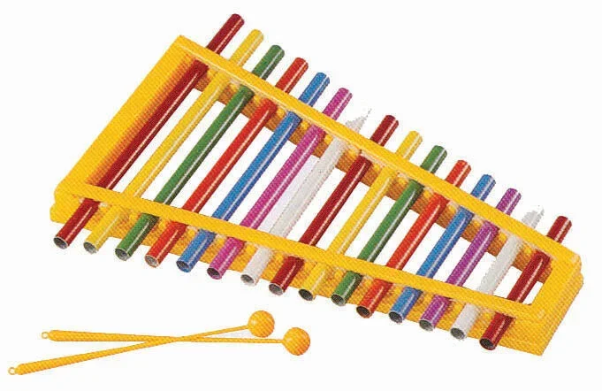 MITELLO PERCUSSION – 15 Note Pipe Xylophone Coloured Pipes, With Mallets