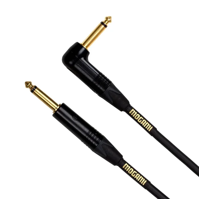 Mogami Gold INSTRUMENT-06R Guitar Instrument Cable, 1/4″ TS Male Plugs, Gold Contacts, Right Angle and Straight Connectors (6ft)