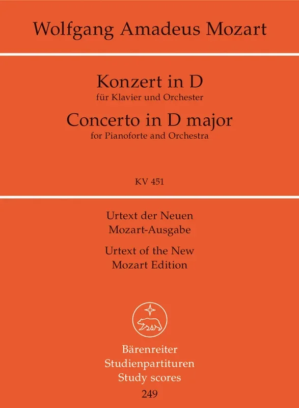 Mozart: Piano Concerto No 16 in D K451 – Study Score