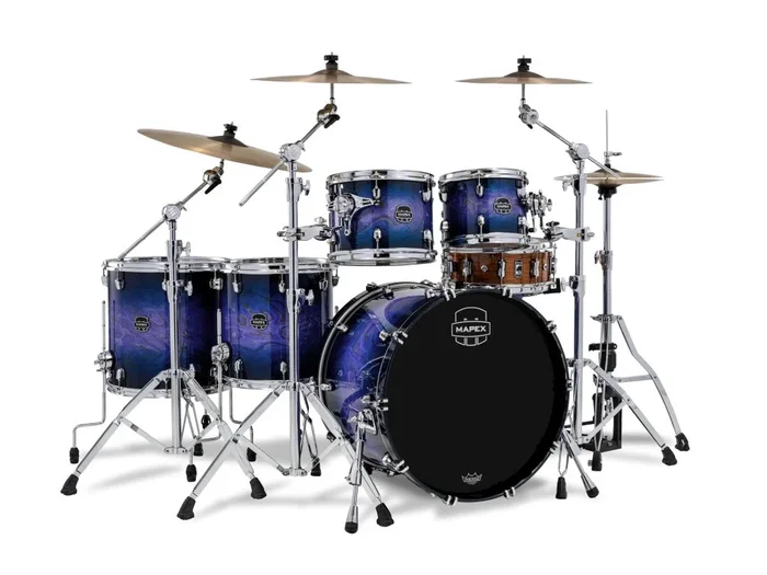 ~NEW~ Mapex SR628XUZXQ Saturn VI Studioease 5-Piece 10/12/14/16/22 Drum Kit Set in Cobalt Burst Gloss Lacquer