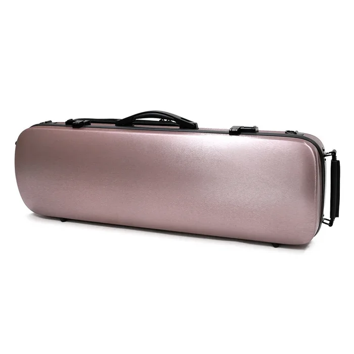 Oblong Viola Case HQ Polycarbonate Rose Gold with Blanket, Pouch, 4 Bow Holders, Adjustable Neck Support, External Music Bag